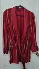 Mens VTG Antique Smoking Jacket Red Satin Strawbridge & Clothier Philadelphia PA
