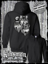 Wolves Portrait with Moon Hoodie / Sweatshirt Wolf Pack Indian Native American