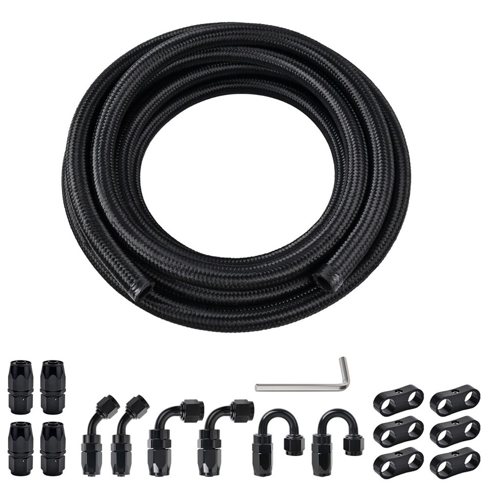 20FT 6AN 8AN 10AN CPE Braided Nylon Fuel Line Kit Fuel Hose End ...