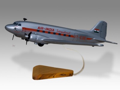 Douglas DC-3 Air India Desk Wood Airplane New Model Small Scale 1/100