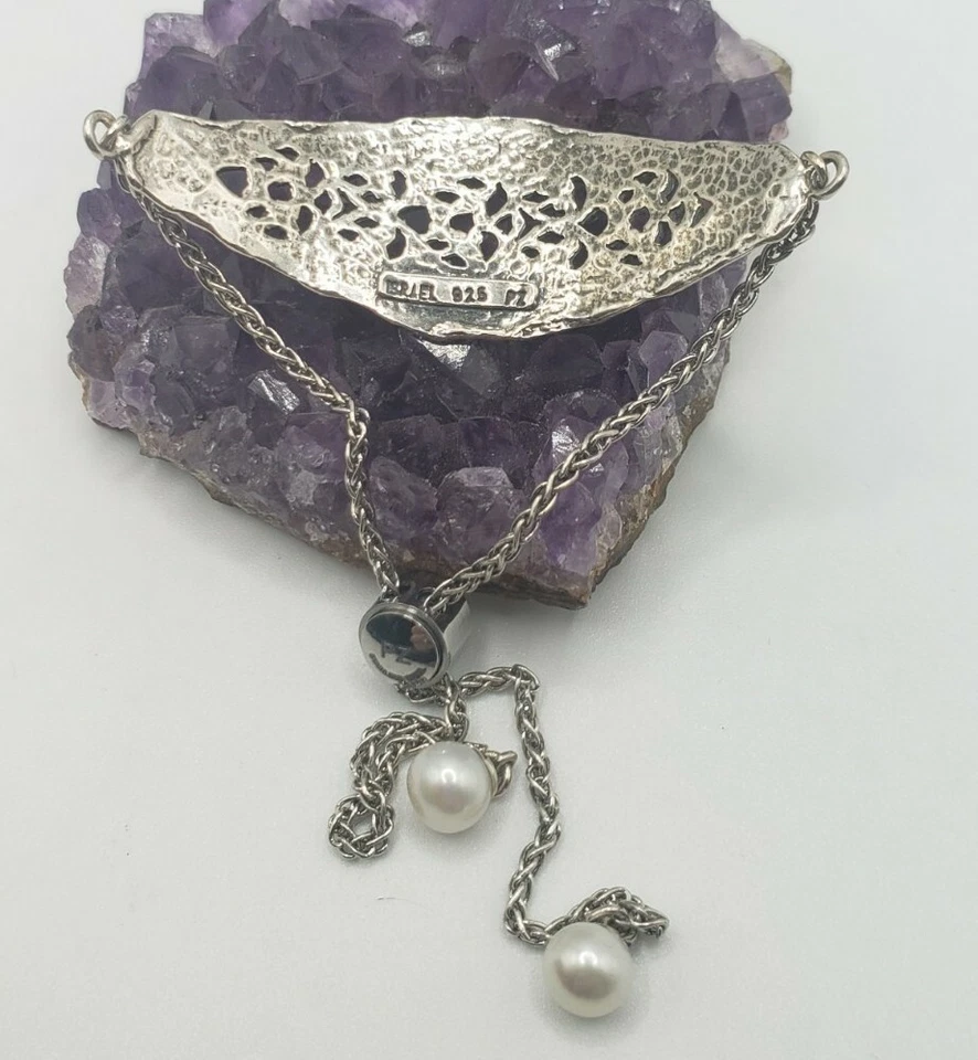 DESIGNER PZ ISRAEL STERLING SILVER AND PEARLS BRACELET - Image 3 of 4