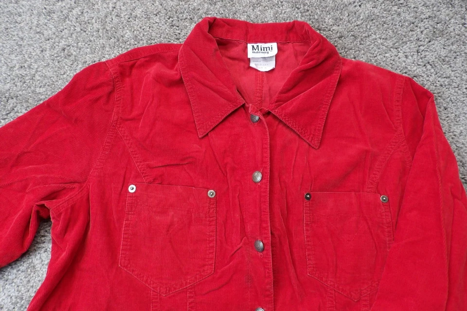 Camisa De Colección MIMI MATERNITY Mujer Pana Roja Talla Mediana Top Hecha en Estados Unidos Años 90 Y2K Foto 2 de 4