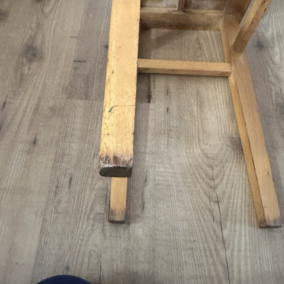 Vintage Retro Stool Wooden Red Vinyl MCM Kitchen Removable Seat eBay