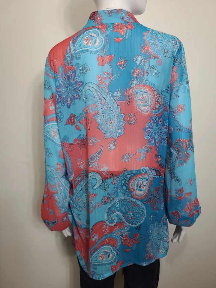 Pullover multicolor de manga larga semi transparente de Susan Graver para mujer talla mediana Foto 3 de 4