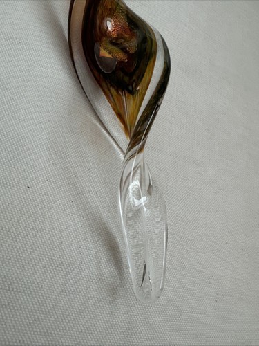 Signed Blown Glass Suncatcher Ornament Spiral Twist 10” x 2” Rust, Amber, Copper - Picture 7 of 24