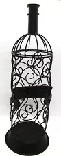 16" Decorative Black Bottle-Shaped Wire Wine "Cork Holder".