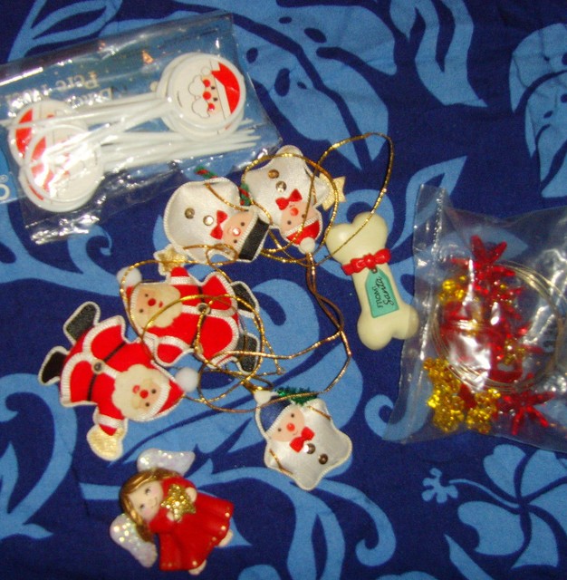 Lot of assorted Christmas trinkets decorations cake pics picks novelty