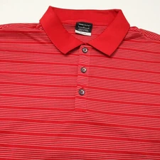 Nike Polo Shirt Mens Large Red Striped Dri Fit Golf No Logo