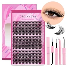 GROINNEYA DIY Lash Extension Kit Individual Cluster Mix Eyelashes Bond Seal USA