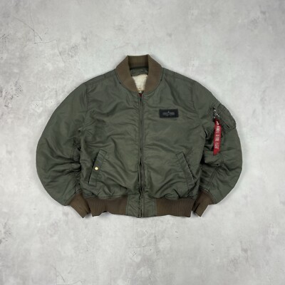 90’s ALPHA INDUSTRIES MA-1 XXL Vintage Alpha Industries MA-1 Bomber Jacket Mens 2XL Gold Orange