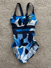 Nike Women's Mesh V-Back Blue Multicolor One Piece Swimsuit Size S / M / L / XL