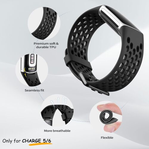 Maledan con Fitbit Charge 5/ Carga 6 Bandas Hombres Mujeres, Paquete de 3 Bandas Deportivas Sof... - Imagen 2 de 7