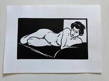 Female Nude Screen Print Small Modernist Black + White
