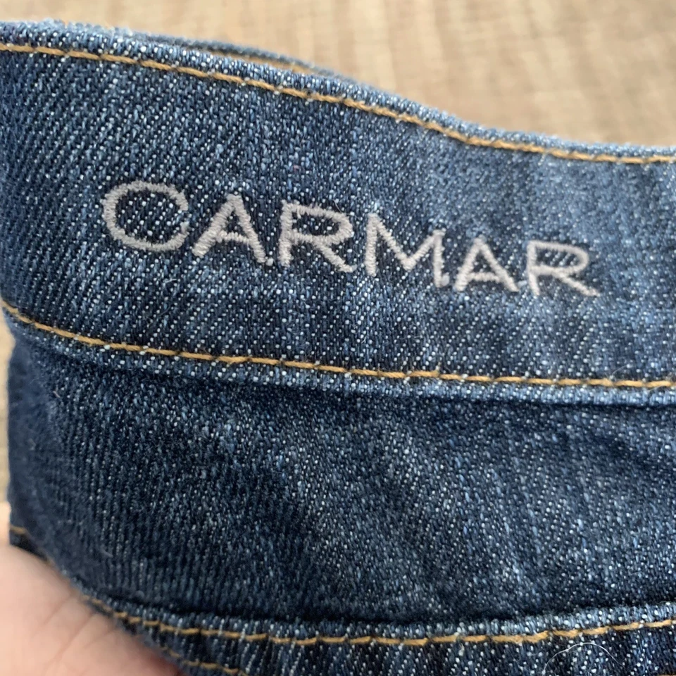 Jeans Carmar para mujer 25 pierna recta 100 % algodón tiro medio azul oscuro denim Foto 4 de 4