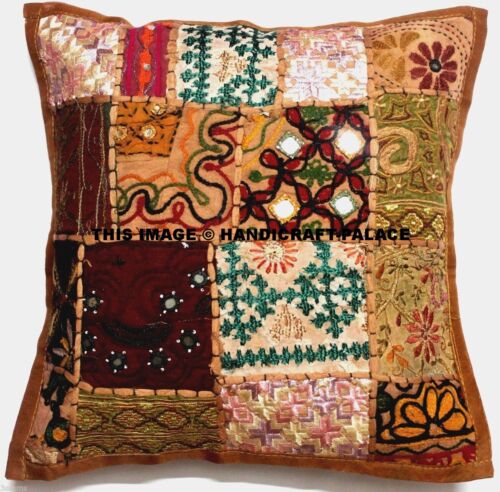 Indian Handmade Khambodia Patchwork Cushion Cover Decor Sofa Pillow Case 16" - Picture 13 of 16