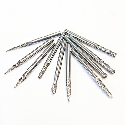 Hartmetall Frässtifte Set - 10 kleine Kopffrässtifte - 3 mm - Doppelschnitt
