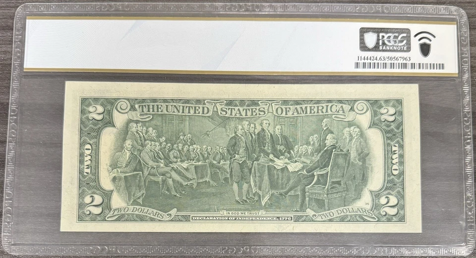 1976 $2 Two Dollar Bill - Stamped First Day Issue 4/13/1976 PCGS 63 PPQ FDOI V1 - Image 2 of 2