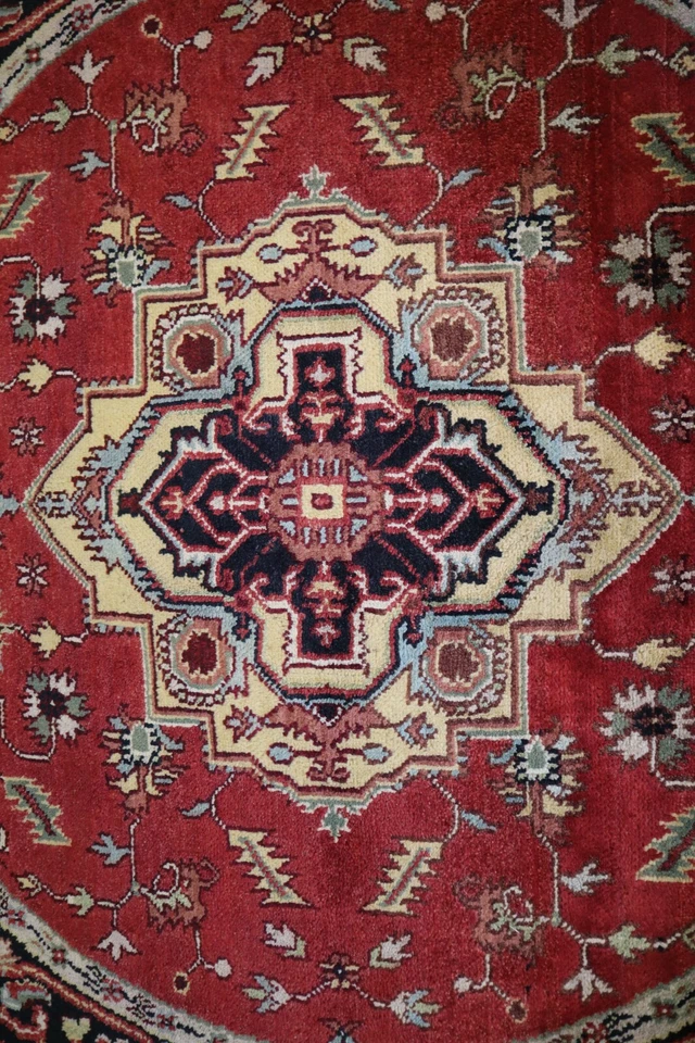 5'11" x 5'11" ft. Serapi Hand Knotted Oriental Wool Caucasian Kazak Round Rug - Image 3 of 4