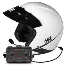 OMP Open Helmet Star-J with Headset and ZeroNoise Intercom Amplifier WHITE s: S