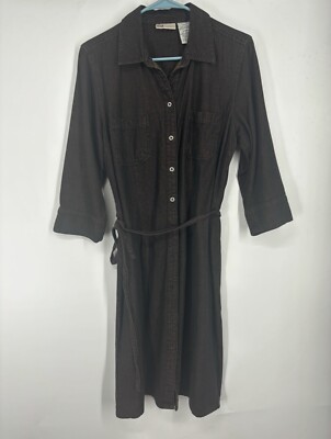 faded glory shirt dress NEW! Vintage Design button-front Shirt Dress Black 3/4 sleeves Faded Glory S 4-6
