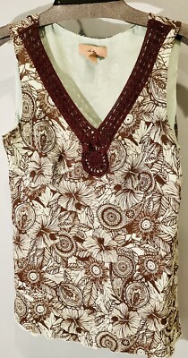 I.E. sleeveless brown and mint green top Medium
