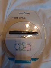 Memorex Printable CD-R 52x 700MB 80 Minute 10-Pack White Sealed with Pen NEW