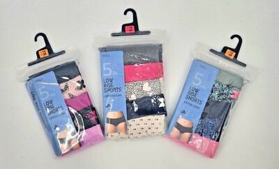 M&S Ladies 5 Pack Cotton Lycra Low Rise Shorts Underwear Briefs