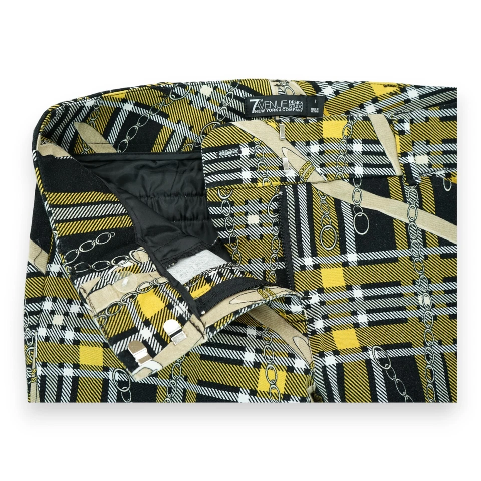Pantalones para mujer 7th Avenue Design Studio talla 2 a cuadros con estampado de cadenas Foto 4 de 4