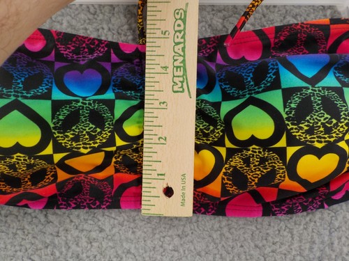 Sparkle Swimwear Girls SZ L Bandeau Ruched Swim Top Peace Hearts Removable Pads - 第 5/12 張圖片