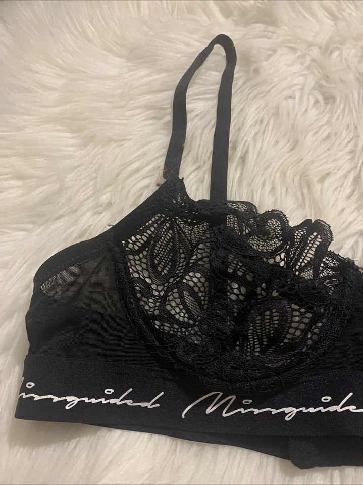 Sujetador Balconette Misguided Script Sexy Negro 34B Patrón Floral Foto 4 de 4