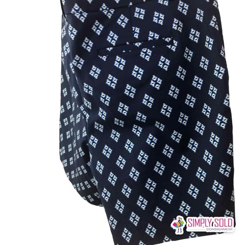 Kenar Women's Shorts Blue Geometric Flat Front Cotton Stretch High-Rise Sz 10 - Picture 5 of 9