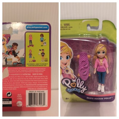 Polly Pocket Skate Rockin Polly Mattel New in Package Skateboard Skater Age 4+