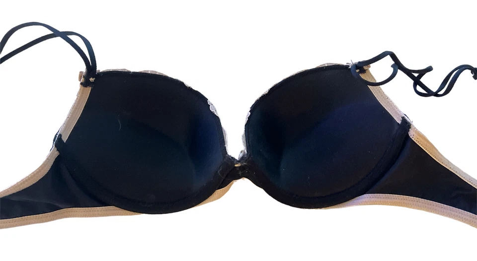 Apt. 9 Women’s Padded Push Up Bra Black W/Ivory Trim Underwire 34B GUC - Image 4 of 4