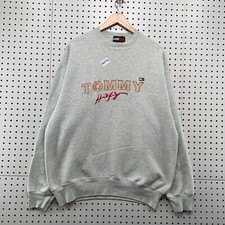 Vintage 90s Tommy Hilfiger Crewneck Sweatshirt Mens XL Gray Embroidered