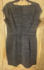 Attention Nice Fitted Short Sleeve Black Little Dress With Gold Lines Size Large