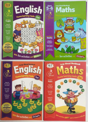Leap Ahead Maths & English Home Learning Set of 4 Workbooks kids Age 5-7 years 