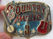 Vtg Country Music Guitar Banjo Fiddle Instrument Great American Buckle Co Belt