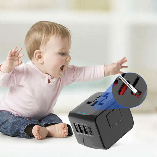 WoCFd Travel Adapter 3 USB & Type-C Port Charger US/UK/EU/AU Plug Converter FZ - Picture 6 of 18