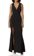 Dress the Population Womens Sandra Plunging Thick Strap Solid Gown Sz S