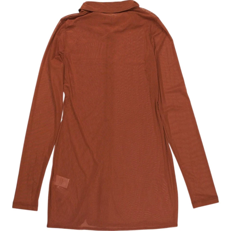 Motel Brown Sheer Shirt Dress - Image 2 of 2