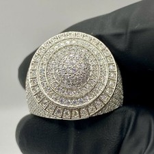 3Ct Round Cut Real Moissanite Men's Pinky Engagement Ring 14K White Gold Plated