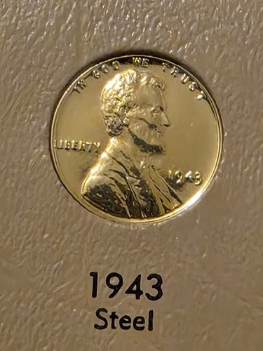 NOVELTY - GOLD-PLATED  1943-P Lincoln Wheat Cent BU Steel Penny See Pictures