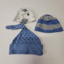 Lot Of 3 Infant Baby Boy Beanies Hats Caps Sizes Newborn , one size, 3-5 M