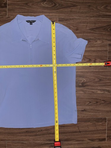 Theory Polo Shirt Mens Medium Light Blue Half Zip Short Sleeve Made in USA - Picture 4 of 6