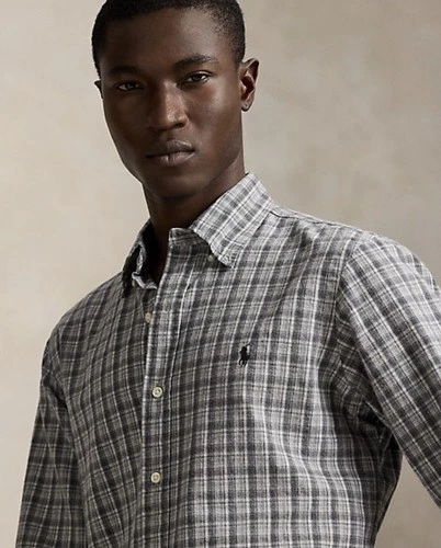 $205 Polo Ralph Lauren Men’s Classic Fit Plaid Brushed Oxford shirt Gray XL - product listing photo