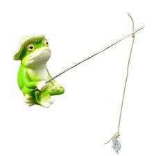 Froschfigur mit Angelrute Sitzend sitzender Frosch Dekorativ f&uuml;r Teich,