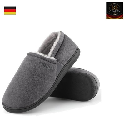 Pantoffeln Herren Mokassin Hausschuhe Warm Gefüttert Pantoletten Memory Foam