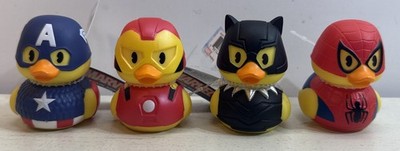Disney Rubber Duck Lot-4 MARVEL IRON MAN SPIDER-MAN CAPT. AMERICA BLACK PANTHER