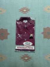 NEW Vintage 70s short sleeve button shirt dagger collar red NOS DEADSTOCK small