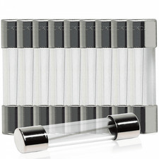 Slow Blow Glass Fuses 6mm x 32mm Packed in 10s - Timed Blow Fuse 160ma to 15A